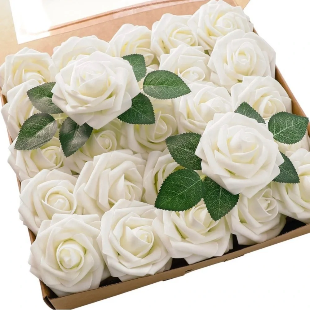 27 count | Lambs Ear Garlands & Ivory Roses Set Wedding Flowers Greenery Decor